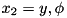 $ x_2=y,\phi$